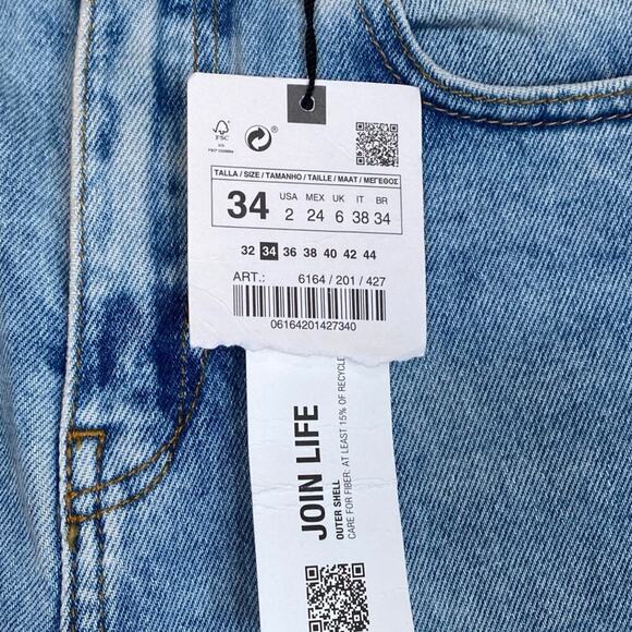 NWT ZARA High Rise Slim Fit Jeans Light Wash Size 2 New Straight Leg - Picture 5 of 8